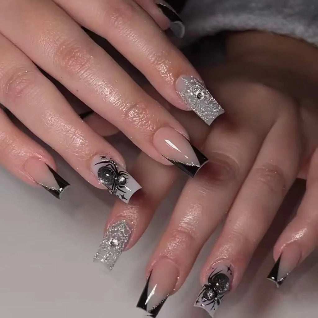 24pc Halloween Press On Nails, Black Ballet Ant Gothic Tips