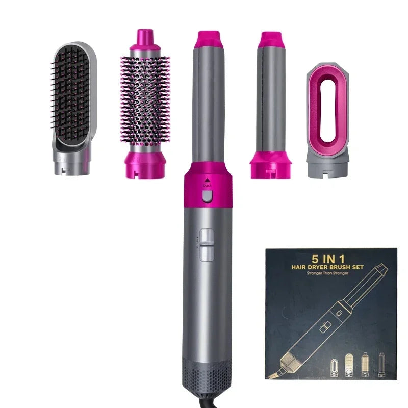 5-in-1 hot air styling brush in Rose Red