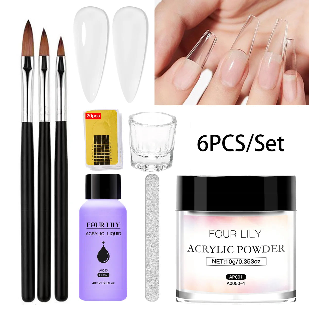 Acrylic Nail Kit | Acrylic Powder Liquid & Brush Nail Extension
