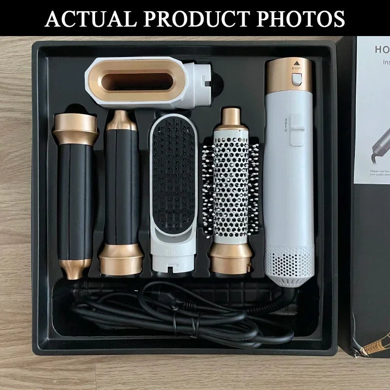 5-in-1 Hot Air Styling Brush Set – Dryer, Curler & Straightener