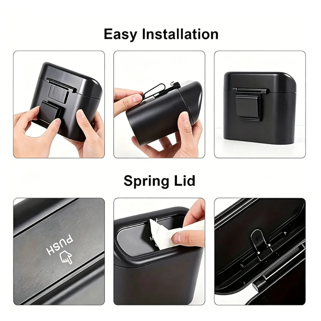 Mini Car Trash Can Leakproof Portable Waste Bin with Thick Garbage Bags