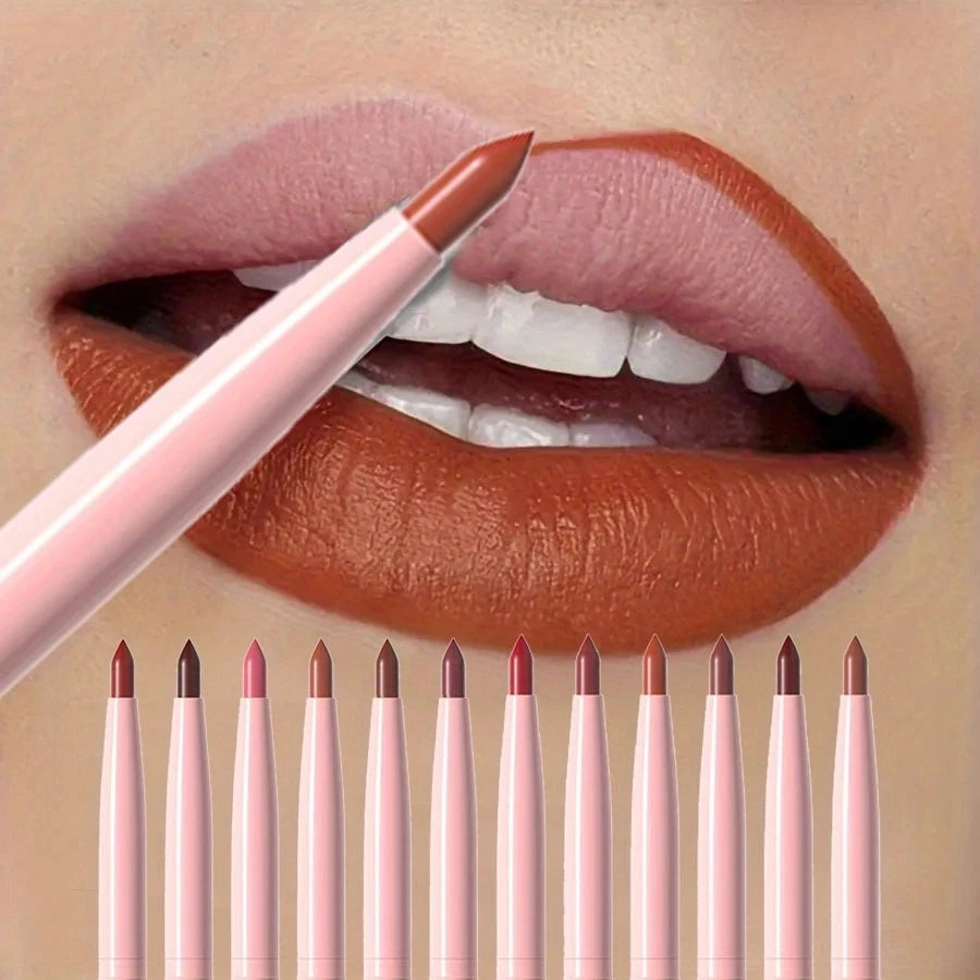 Lip Liner Pen Set Long Lasting, Waterproof Sweatproof, Easy Coloring Non