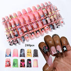 144pc White French Press On Nails, Duck Shape Acrylic Tips