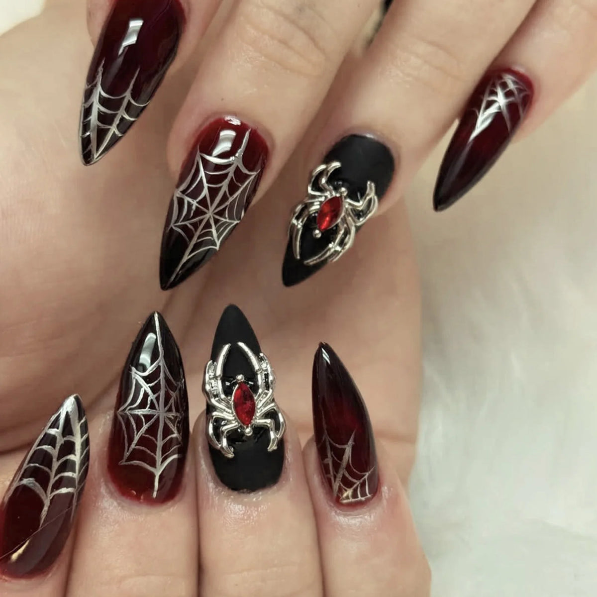 24pc Halloween Press On Nails, Black Ballet Ant Gothic Tips