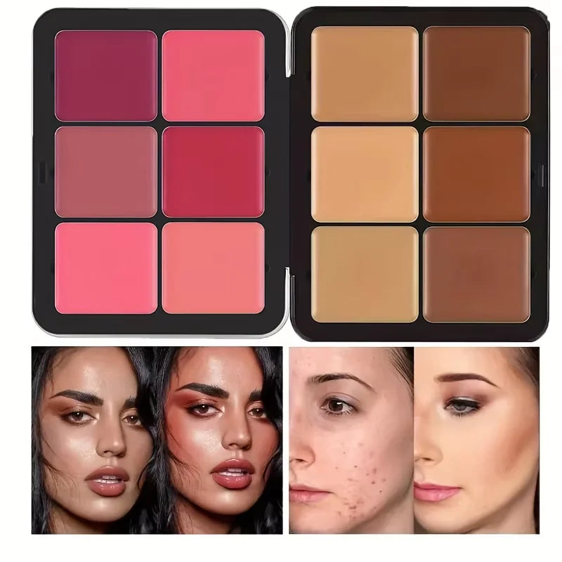 12 Color Concealer and Blush Palette Matte and Highlight Contour Makeup Rouge