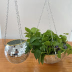 Disco Mirror Ball Hanging Planter Basket Succulent Pot Wall Decor Vase Home