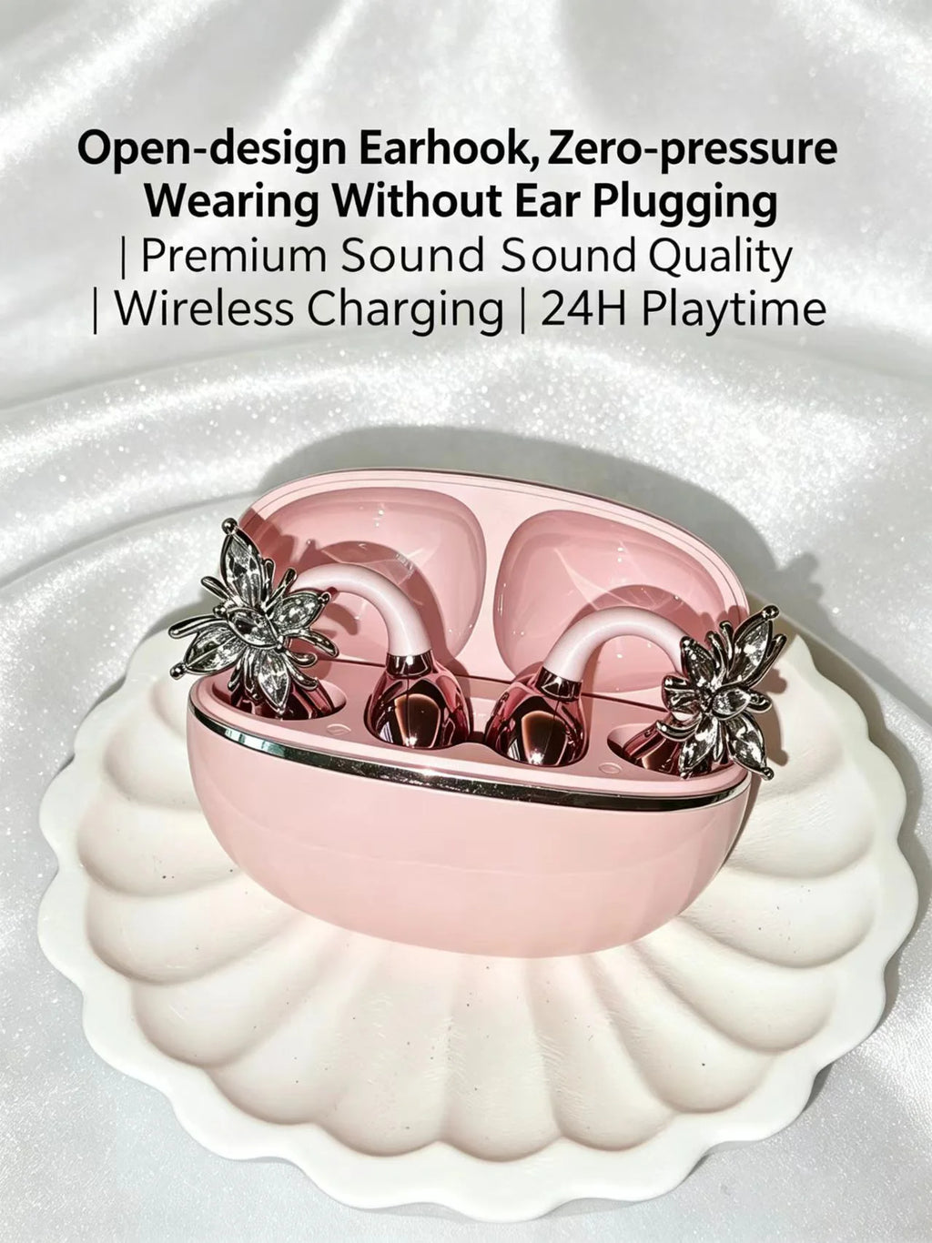 Diamond Butterfly Open Ear Bluetooth Earbuds, Wireless Sports