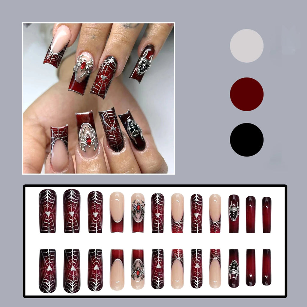 24pc Halloween Press On Nails, Black Ballet Ant Gothic Tips