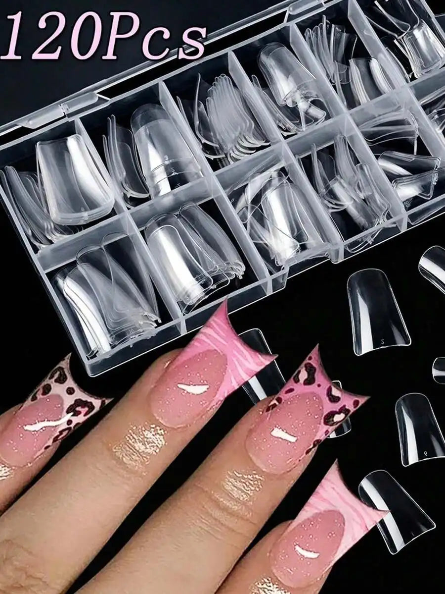 120pcs Clear Duck Nail Tips Acrylic Press On False Nails Full Cover Extension