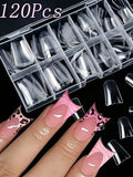 120pcs Clear Duck Nail Tips Acrylic Press On False Nails Full Cover Extension