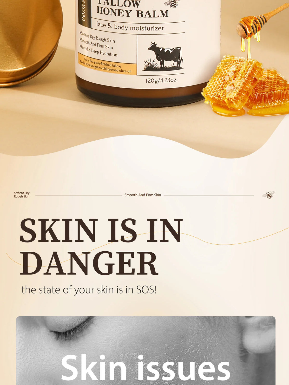 Grass-Fed Beef Tallow & Wild Honey Face + Body Cream – 120g