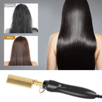 Electric Hot Comb & Straightening Brush – Wet/Dry Hair Styling Tool