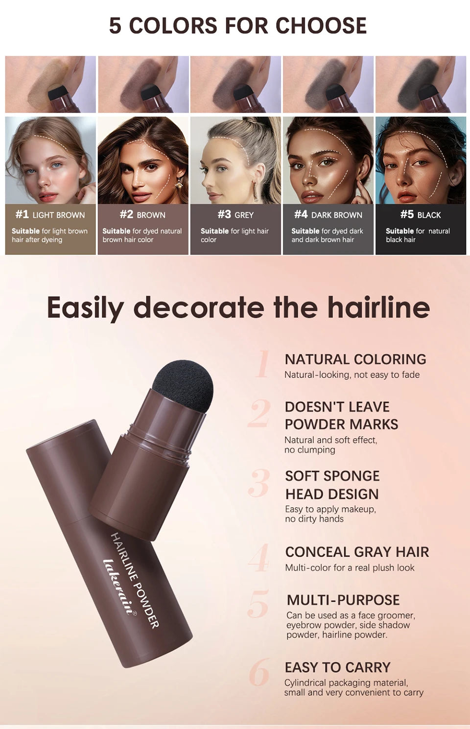 Waterproof Hairline & Root Concealer Stick – Instant Grey Coverage