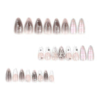 24pc Halloween Press-On Nails Black Y2K Butterfly Diamond Long Almond Tips