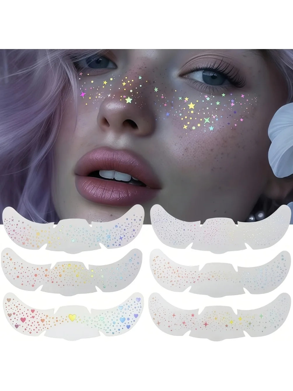 Glitter Freckle Stickers | Holographic Heart Face Tattoos