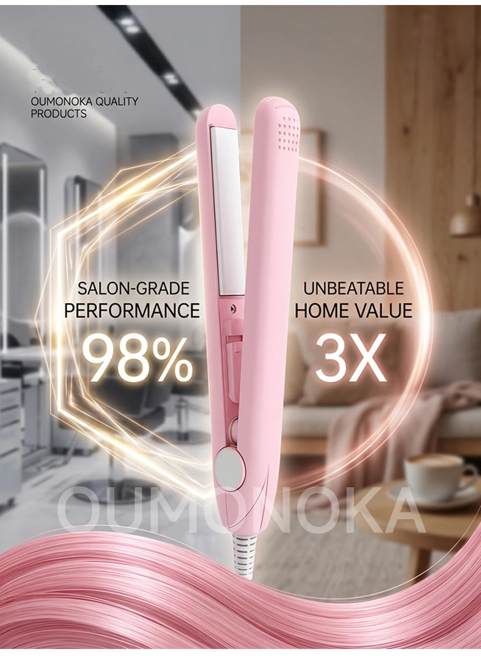 3-in-1 Mini Hair Iron – Straightener, Hot Comb & Curling Tool