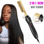 Electric hot comb and straightening brush hair styling tool
