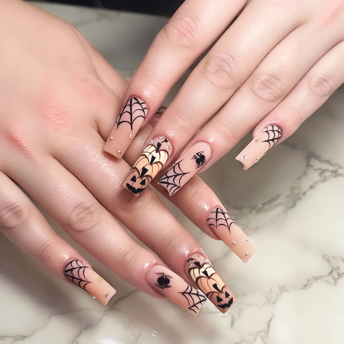 24pc Halloween Skull Press On Nails, Glitter Pink Ballet Tips