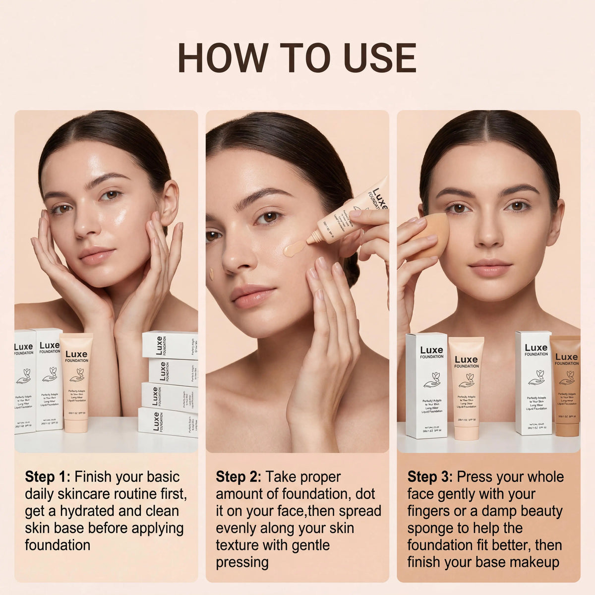 SPF 50 Color-Changing Foundation – Self-Adjusting Skin Tone Makeup