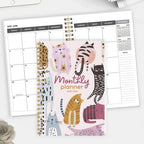 2026 2028 A5 Monthly Planner, Gold Spiral Cat Cover Organizer