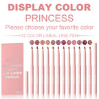 Lip Liner Pen Set Long Lasting, Waterproof Sweatproof, Easy Coloring Non
