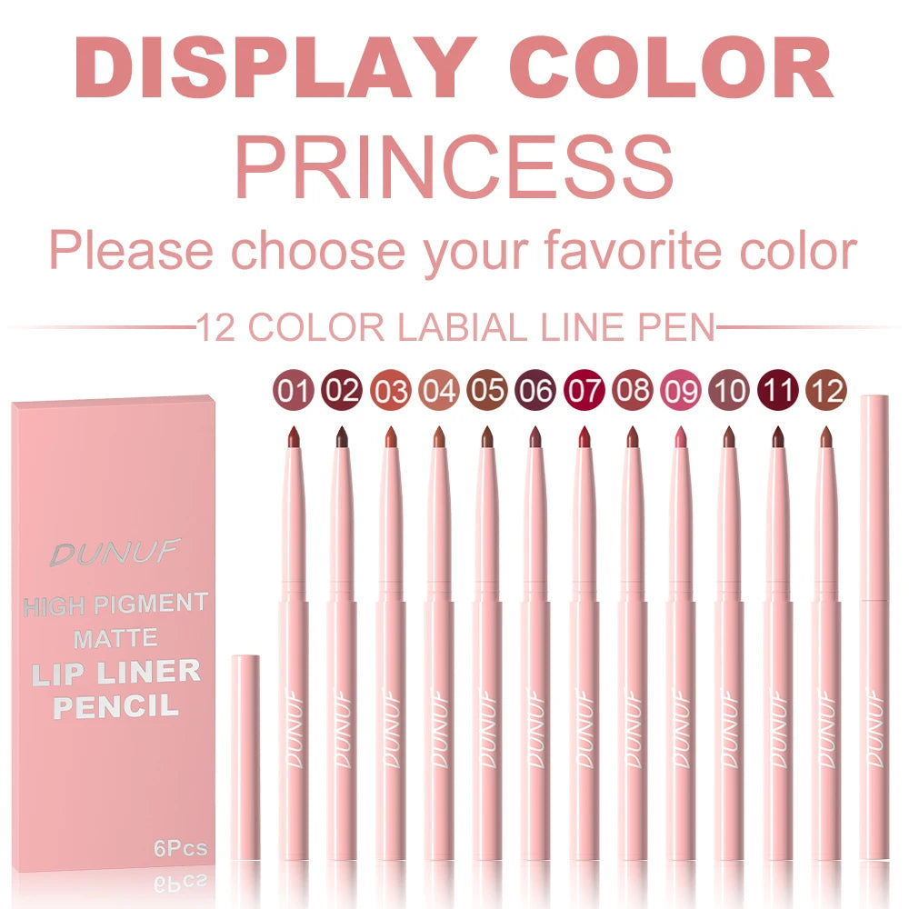 Lip Liner Pen Set Long Lasting, Waterproof Sweatproof, Easy Coloring Non