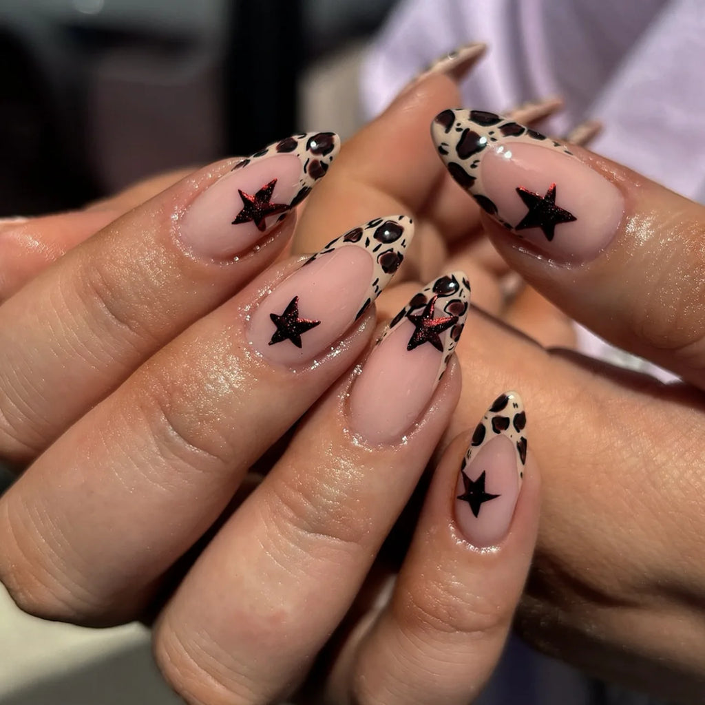 24pc Halloween Press-On Nails Black Y2K Butterfly Diamond Long Almond Tips