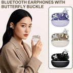 Wireless Open Ear Clip On Earbuds, Bluetooth Crystal Bowknot