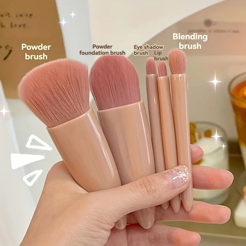 Portable Makeup Brush Set With Mirror Foldable Travel Kit ,Mini Makeup