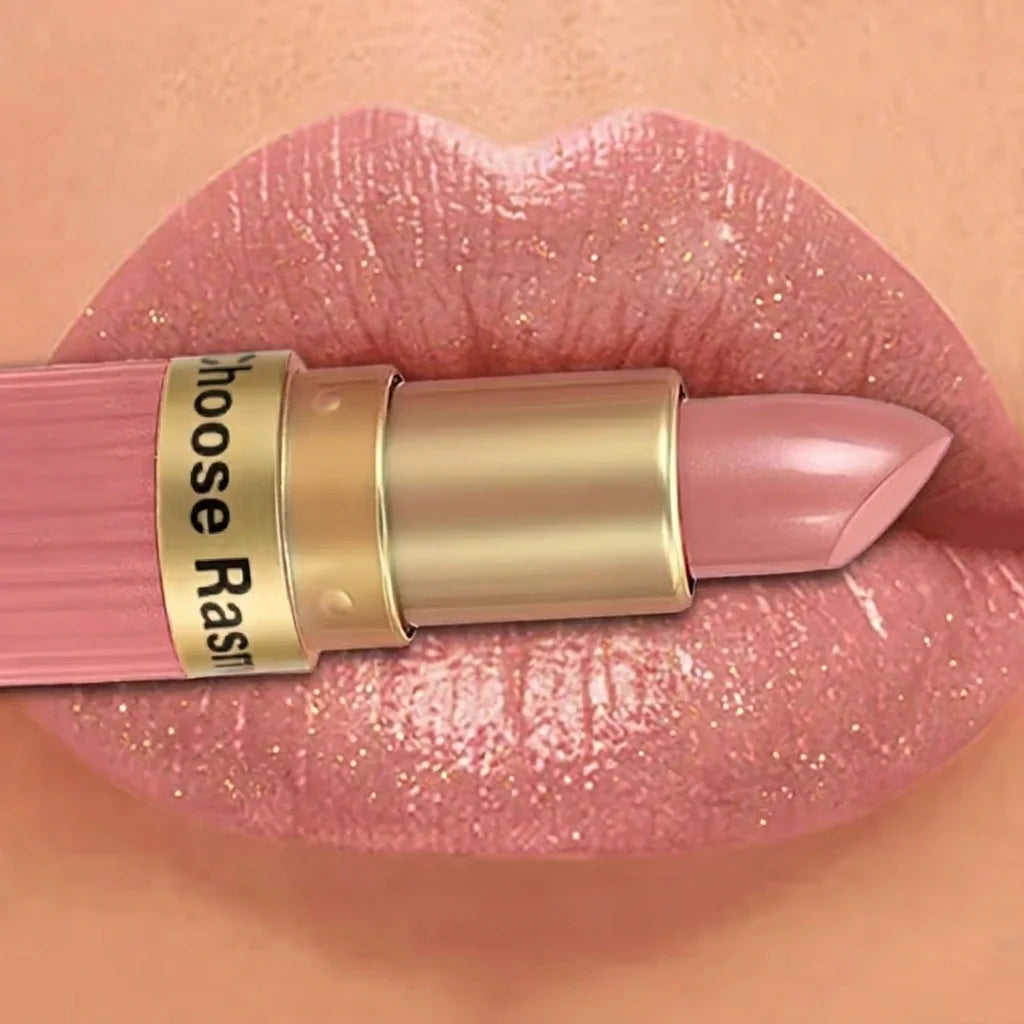 Pearlescent Pink Glitter Velvet Lipstick Metallic Waterproof Long Lasting Matte