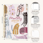 2026 2028 A5 Monthly Planner, Gold Spiral Cat Cover Organizer
