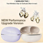 Wireless Open Ear Clip On Earbuds, Bluetooth Crystal Bowknot