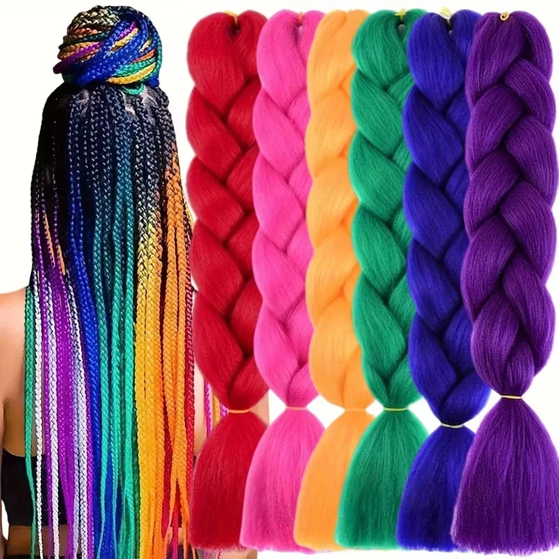 24Inch Synthetic Long Box Jumbo Braiding Hair Extensions Yaki Straight Texture