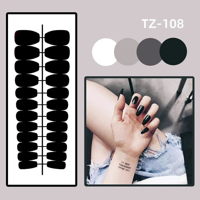 24pcs Press on Nails Flower Pearl Design Short Almond Fake Nails Gradient Pink Design False Nail Art Blush Spicy Girl Manicure