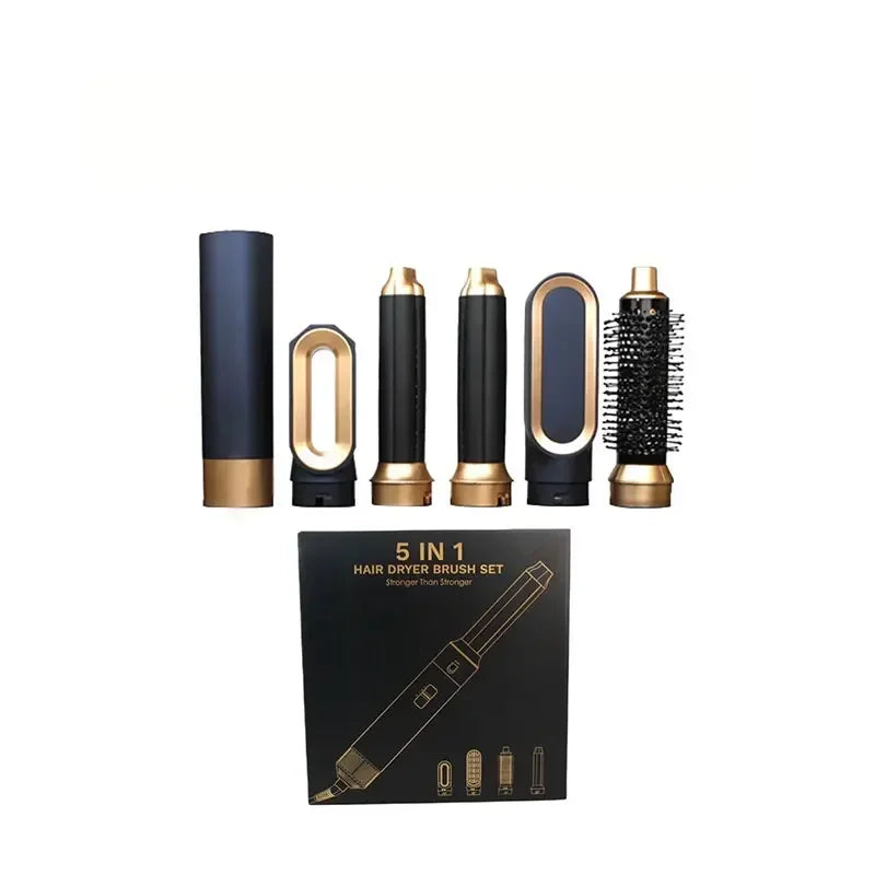 5-in-1 hot air styling brush in gold and blue
