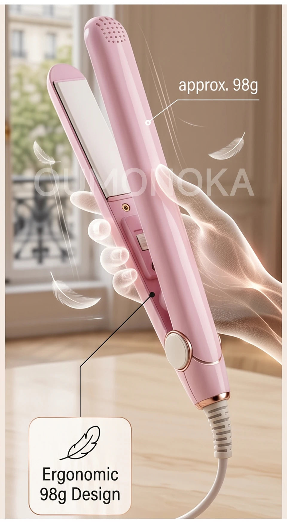 3-in-1 Mini Hair Iron – Straightener, Hot Comb & Curling Tool