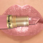 Pearlescent Pink Glitter Velvet Lipstick Metallic Waterproof Long Lasting Matte