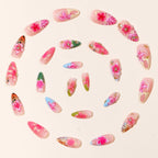 24PCS 3D Flower Press-On Nails | Luxury Steel Ball Nail Art