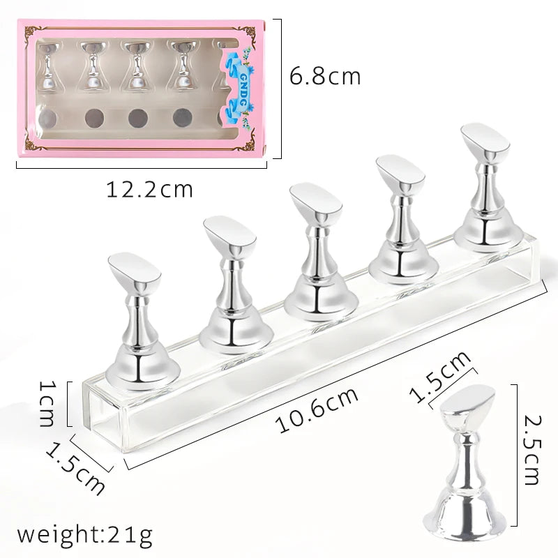 Nail Holder False Nails Tip Practice Stand Crystal Base Magnetic Holder Nail