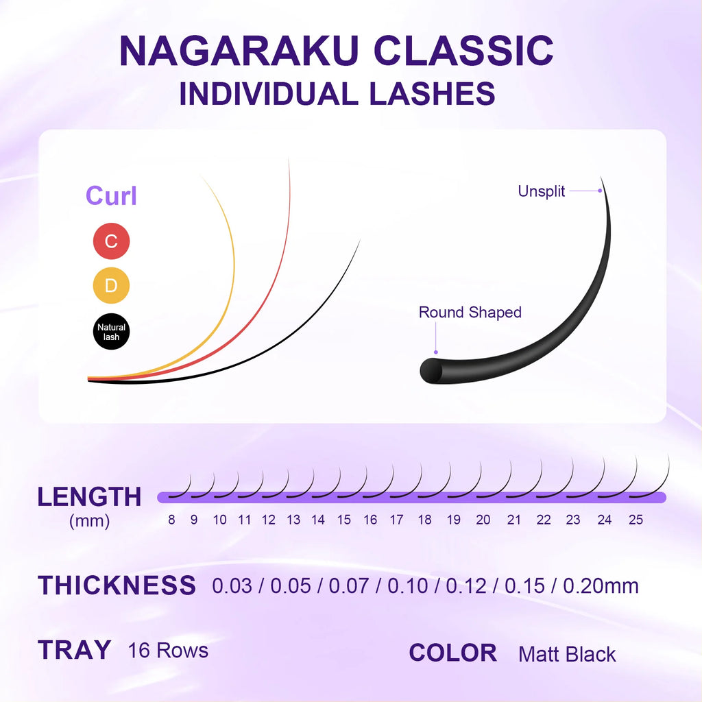 NAGARAKU 16Rows Classic Individual Lash Extensions Matte Black