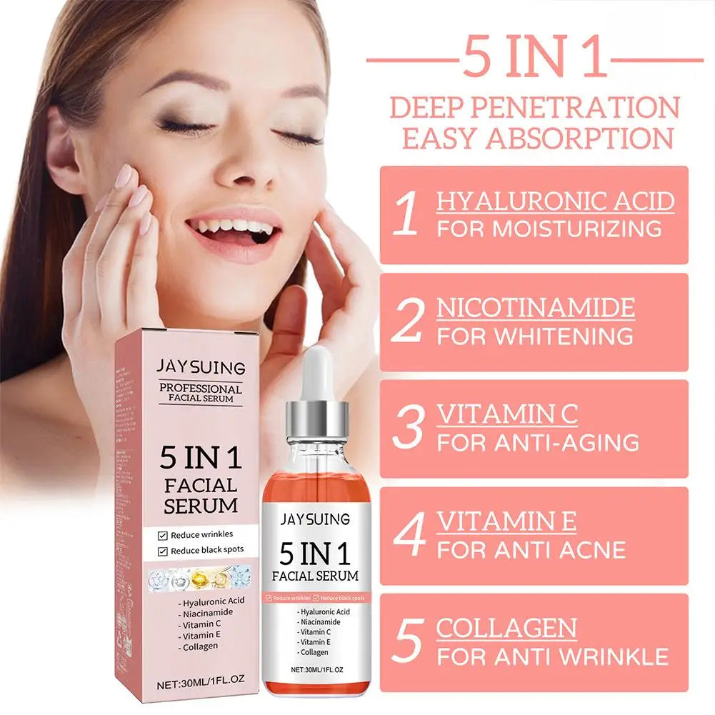 5-in-1 Fade Fine Lines Firming Face Serum Moisturizing Brightening Vitamin C