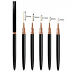 5-Piece Nail Art Liner Brushes Set Elongated Lines Striping Drawing UV Gel