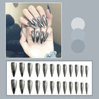 24pc Halloween Press On Nails, Black Ballet Ant Gothic Tips