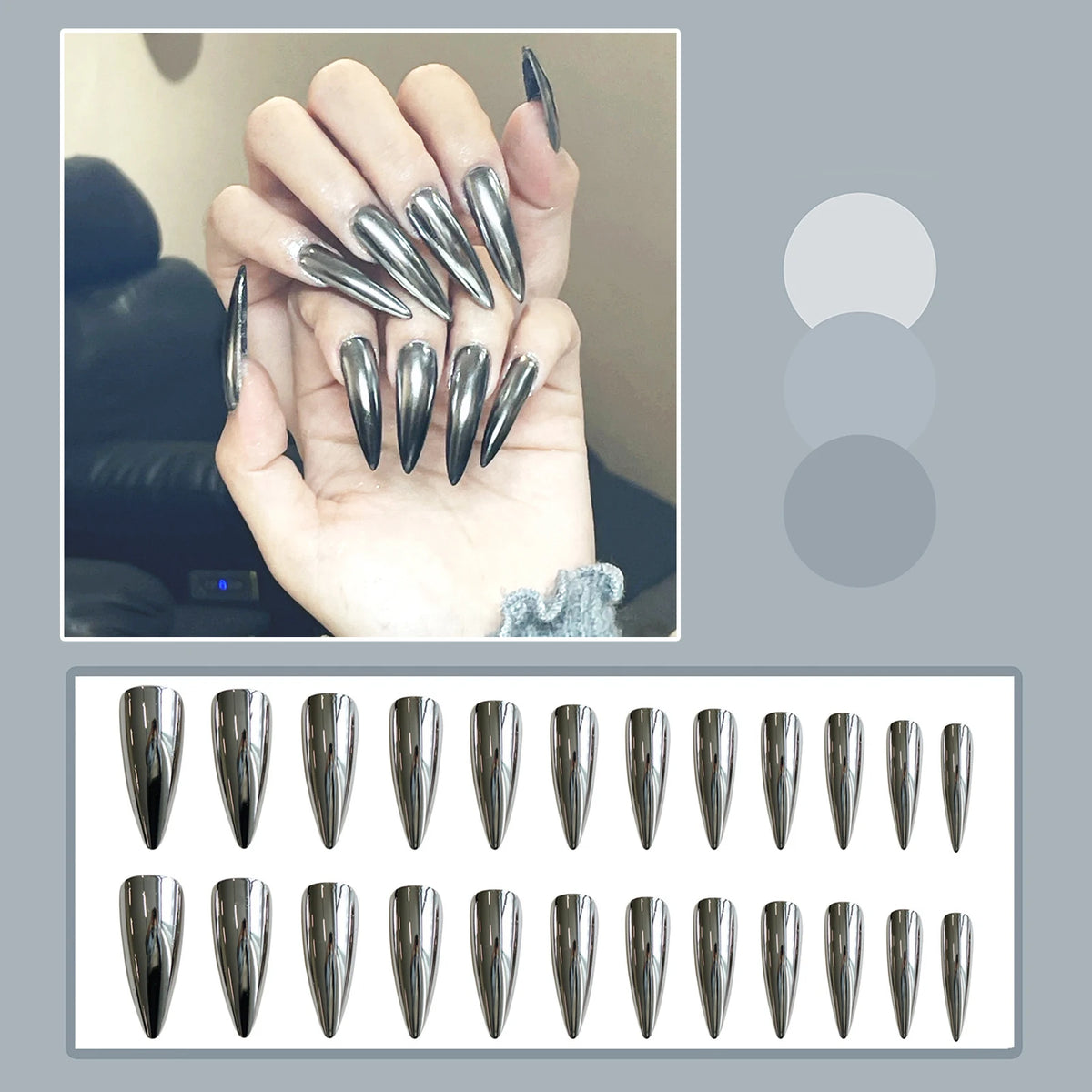 24pc Halloween Press On Nails, Black Ballet Ant Gothic Tips
