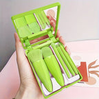 Portable Makeup Brush Set With Mirror Foldable Travel Kit ,Mini Makeup