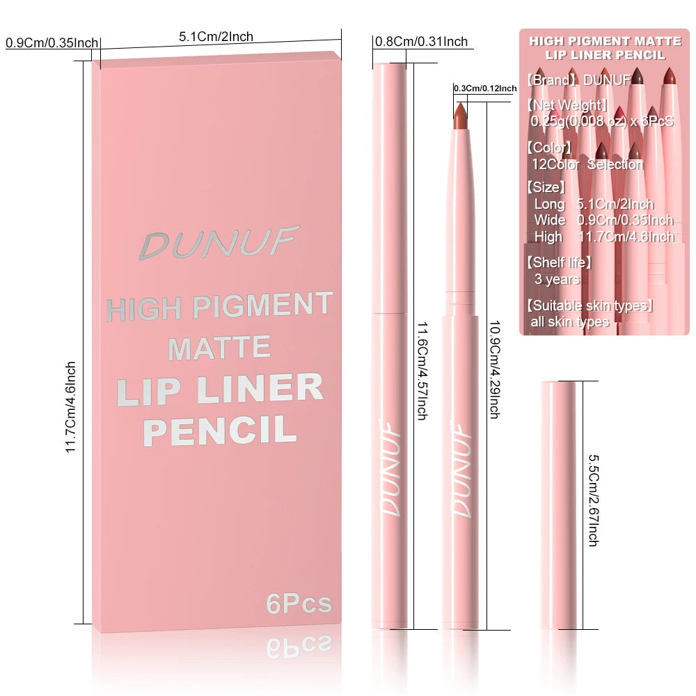 Lip Liner Pen Set Long Lasting, Waterproof Sweatproof, Easy Coloring Non