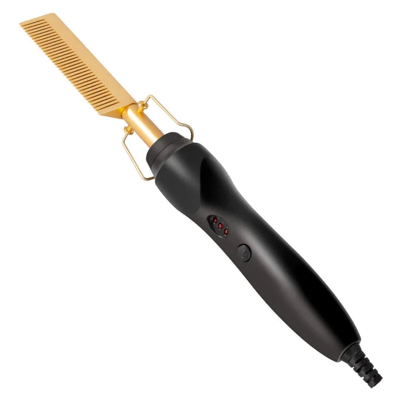 Electric Hot Comb & Straightening Brush – Wet/Dry Hair Styling Tool