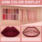 Lip Liner Pen Set Long Lasting, Waterproof Sweatproof, Easy Coloring Non