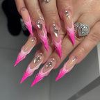24pc Halloween Press-On Nails Black Y2K Butterfly Diamond Long Almond Tips