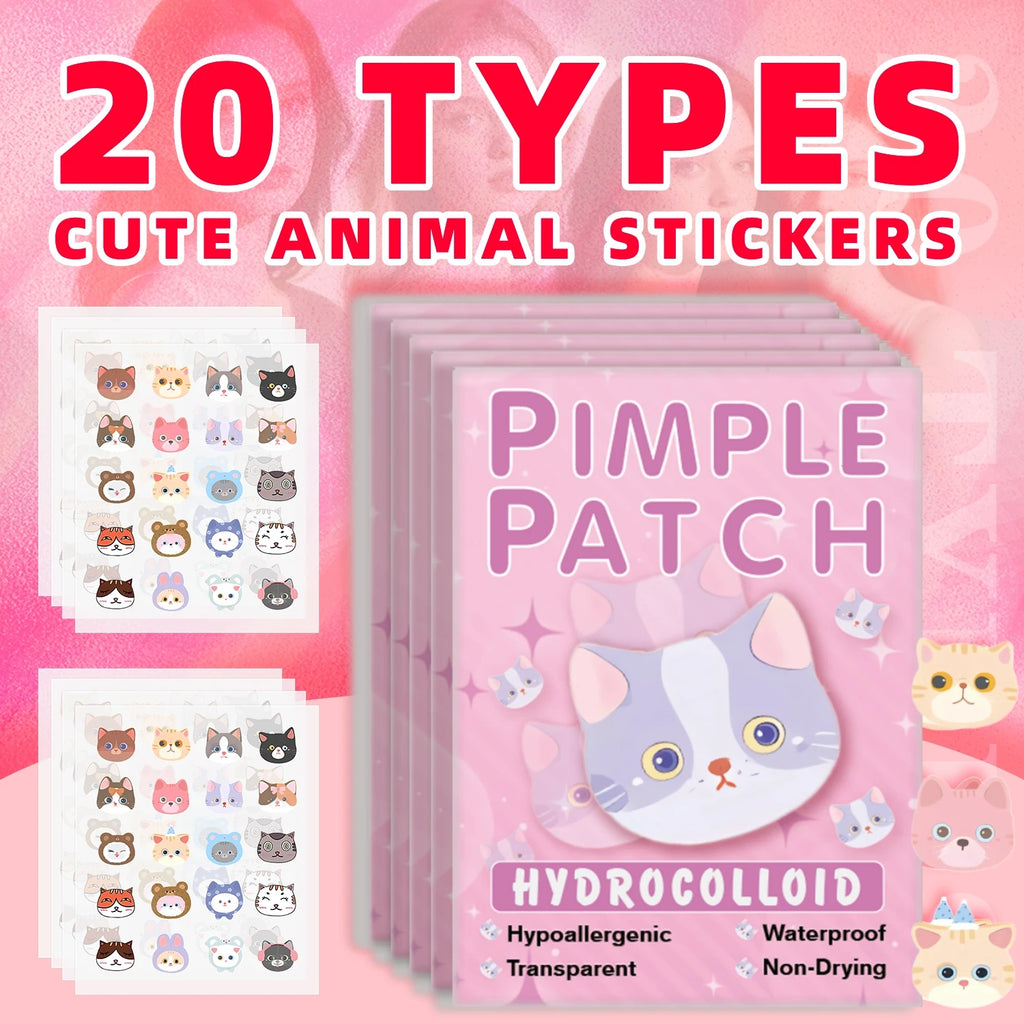600 Pieces of Cartoon Cat Acne Patches, Facial Acne Patches, Concealer Acne Patches, and Pimples Patches. Ultra-Thin and Breathable